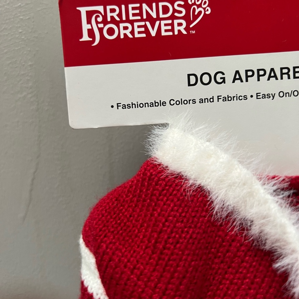 Brand New Friends Forever Red and White Dog Sweater - Sz S - Picture 4 of 5